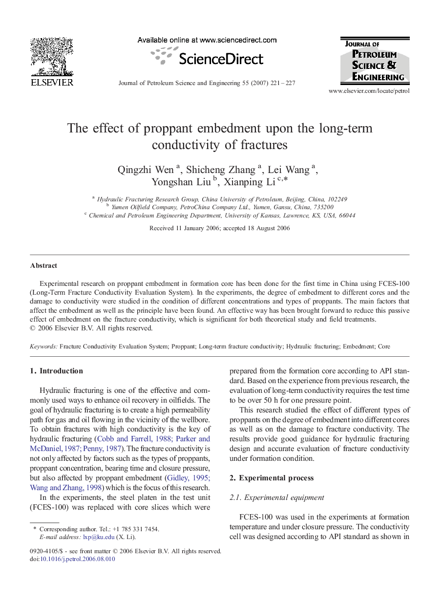 The effect of proppant embedment upon the long-term conductivity of fractures