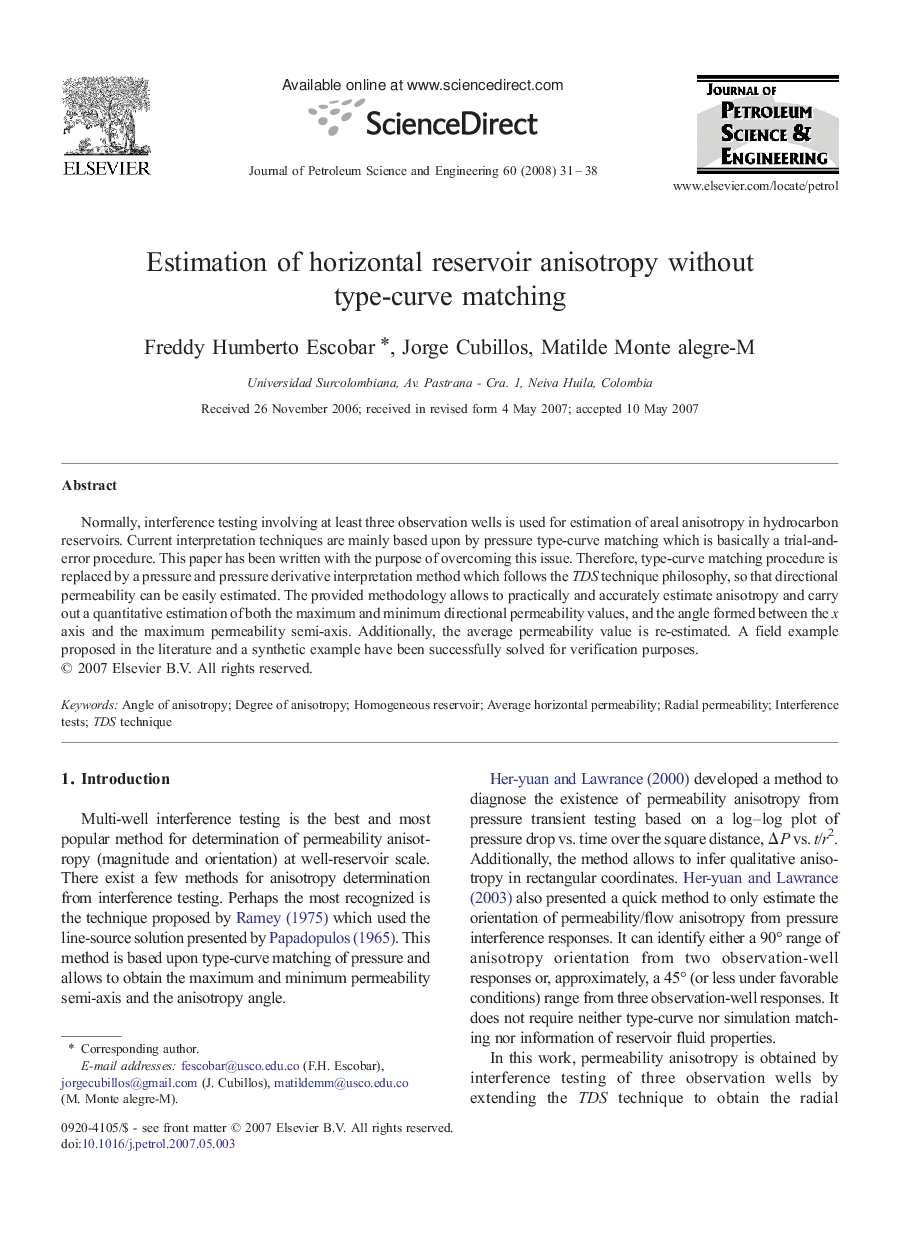 Estimation of horizontal reservoir anisotropy without type-curve matching