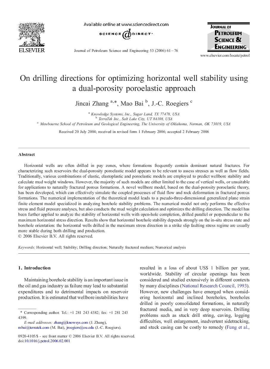 On drilling directions for optimizing horizontal well stability using a dual-porosity poroelastic approach