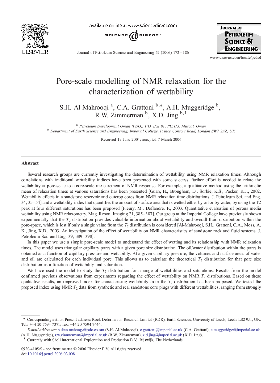 Pore-scale modelling of NMR relaxation for the characterization of wettability