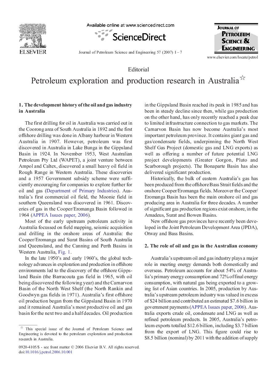 Petroleum exploration and production research in Australia