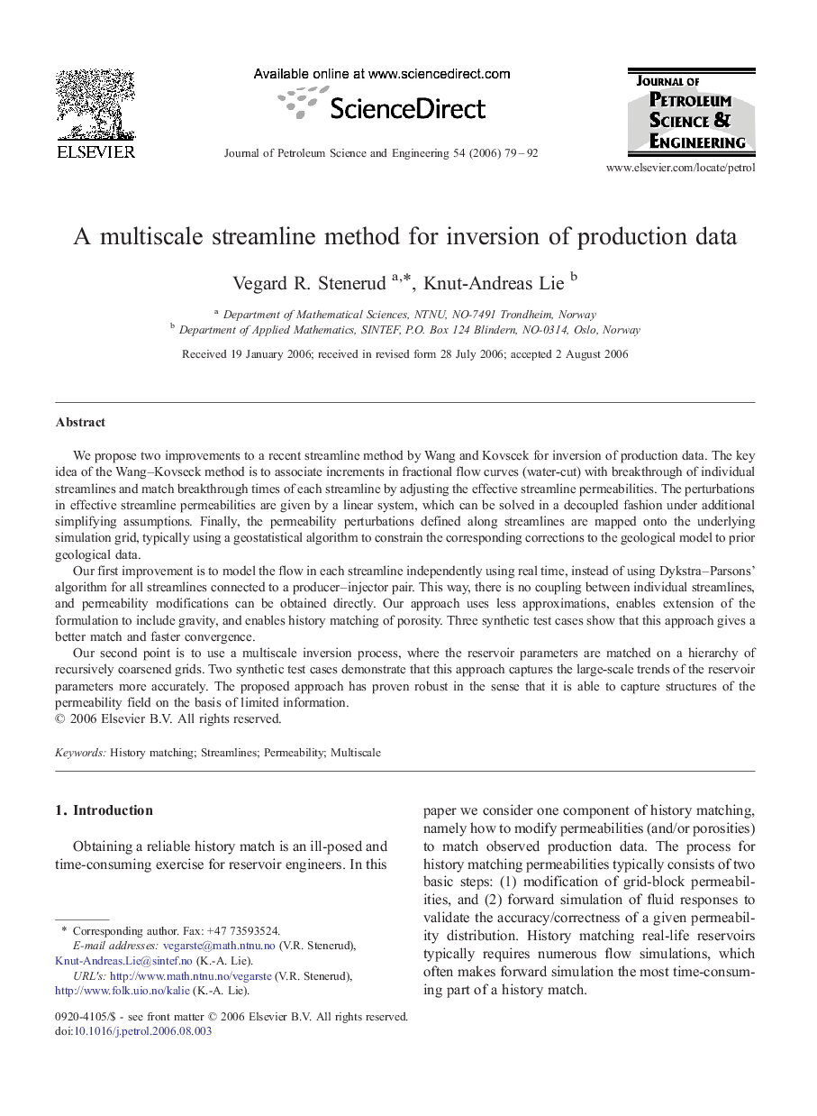 A multiscale streamline method for inversion of production data