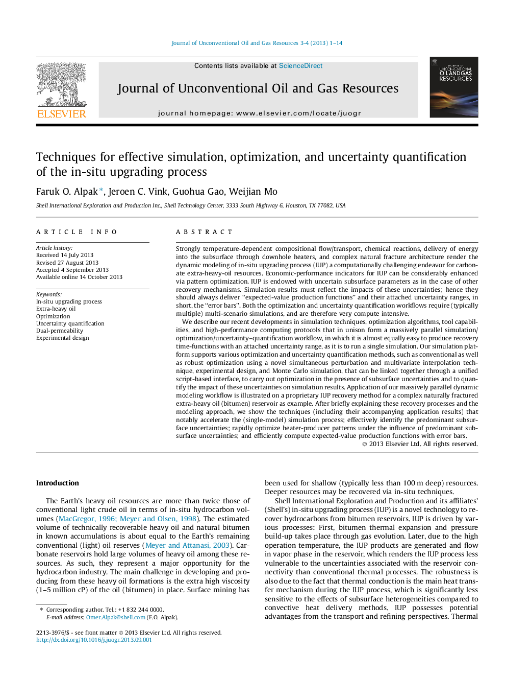 Techniques for effective simulation, optimization, and uncertainty quantification of the in-situ upgrading process