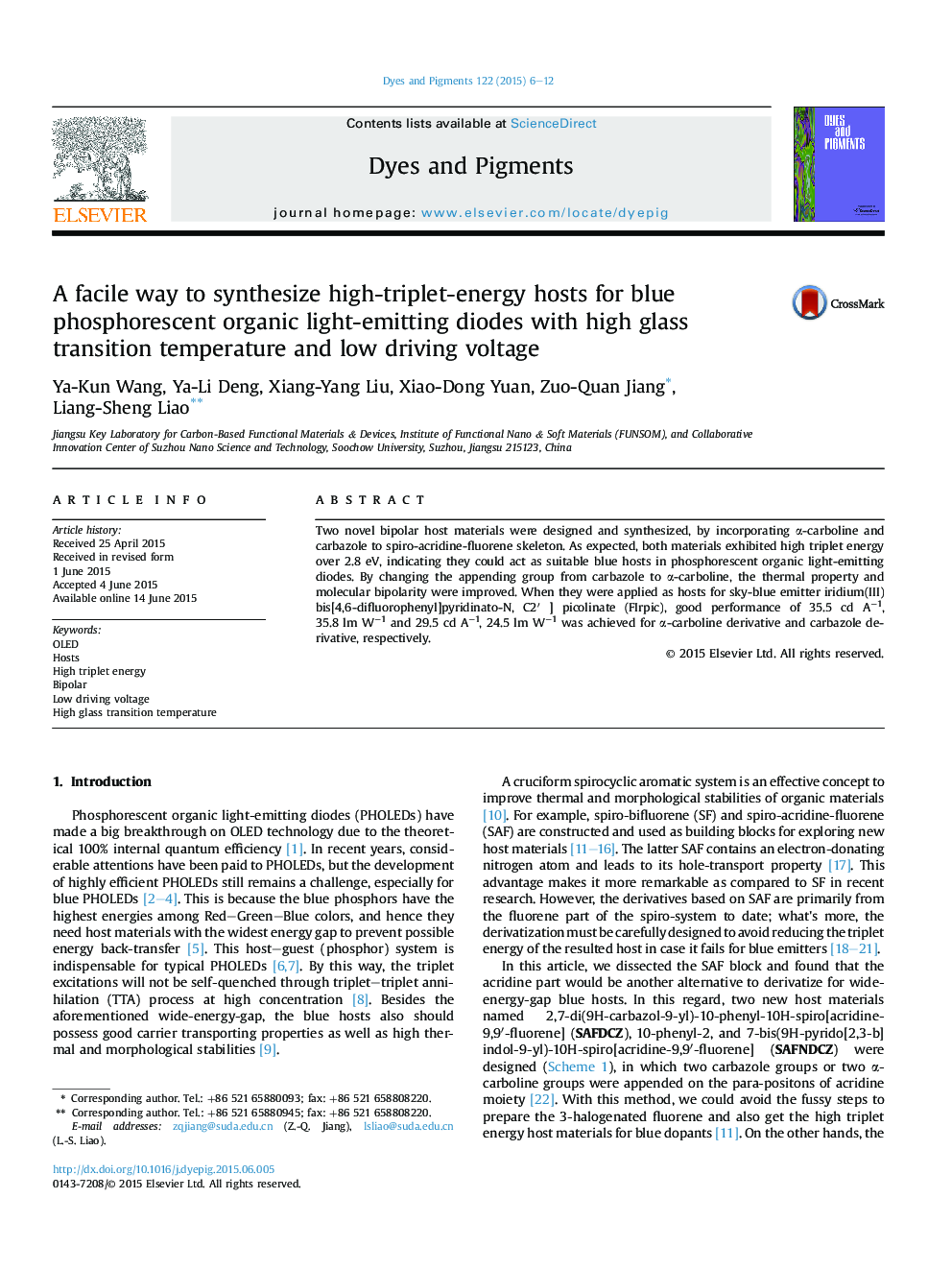 A facile way to synthesize high-triplet-energy hosts for blue phosphorescent organic light-emitting diodes with high glass transition temperature and low driving voltage