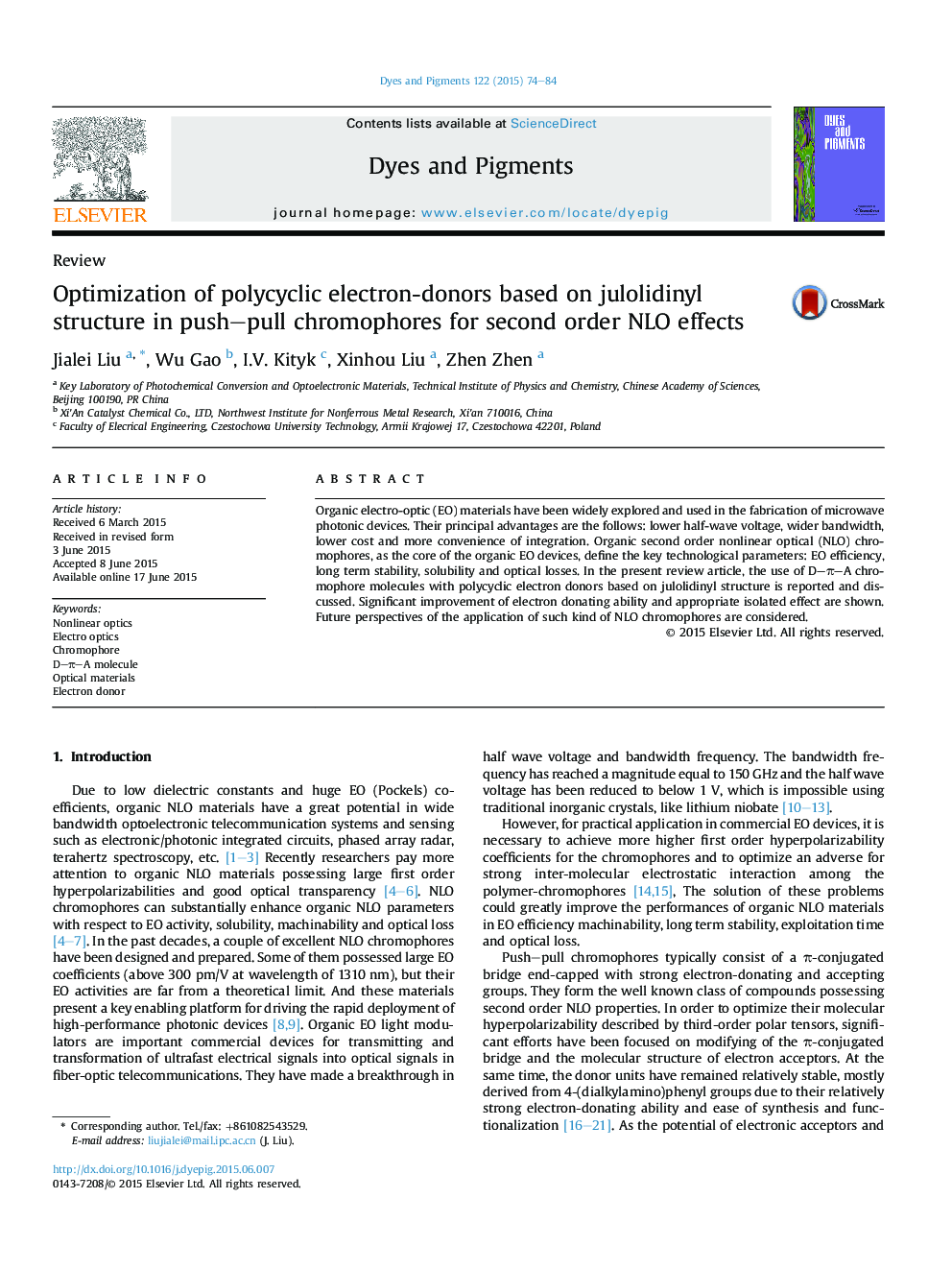 Optimization of polycyclic electron-donors based on julolidinyl structure in push–pull chromophores for second order NLO effects