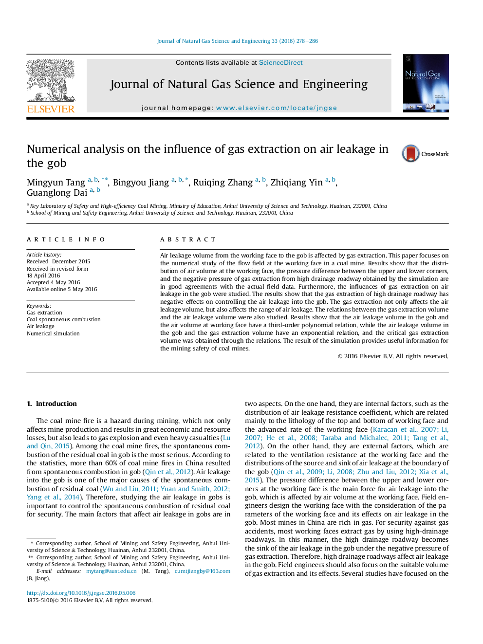 Numerical analysis on the influence of gas extraction on air leakage in the gob