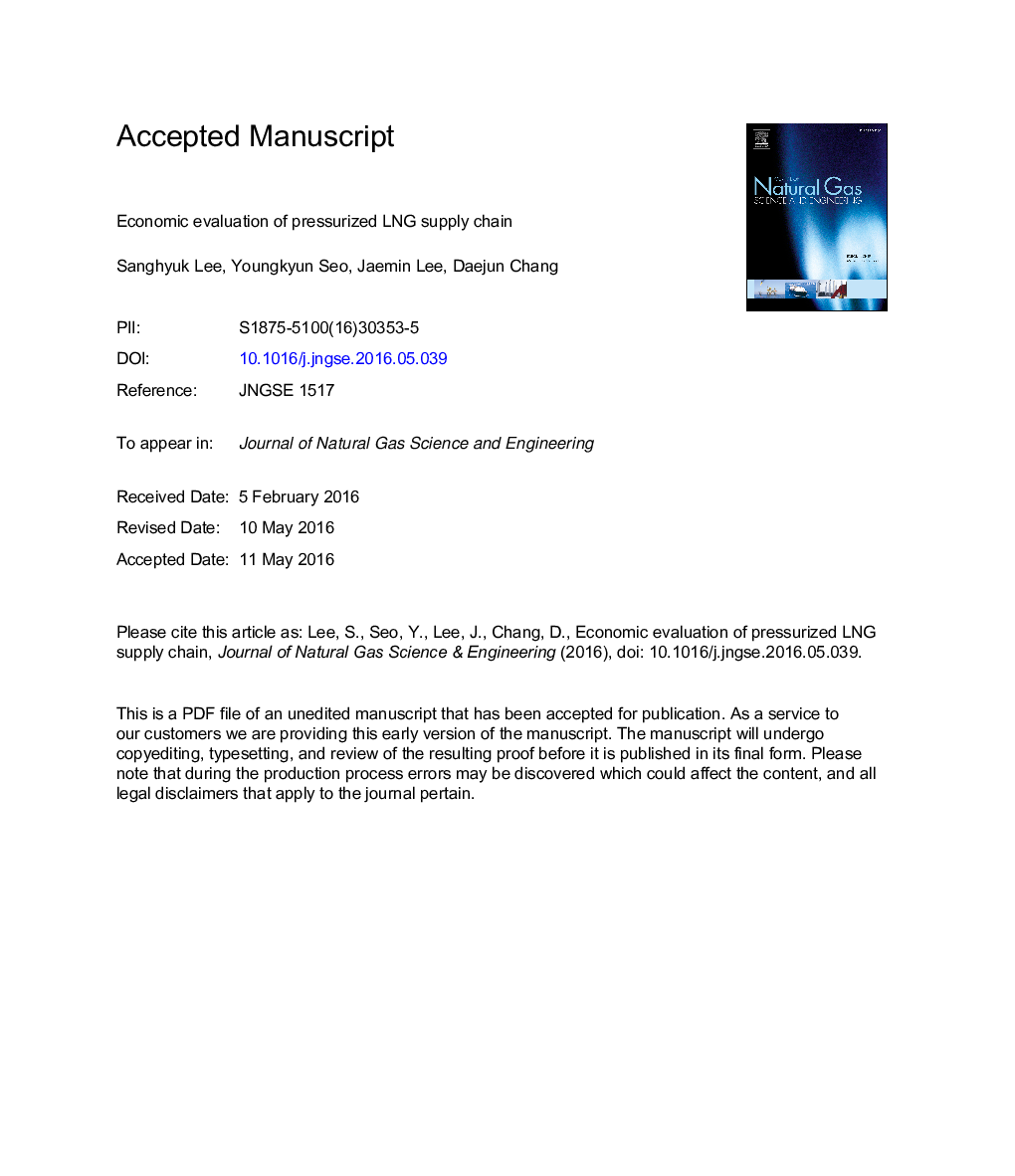 Economic evaluation of pressurized LNG supply chain