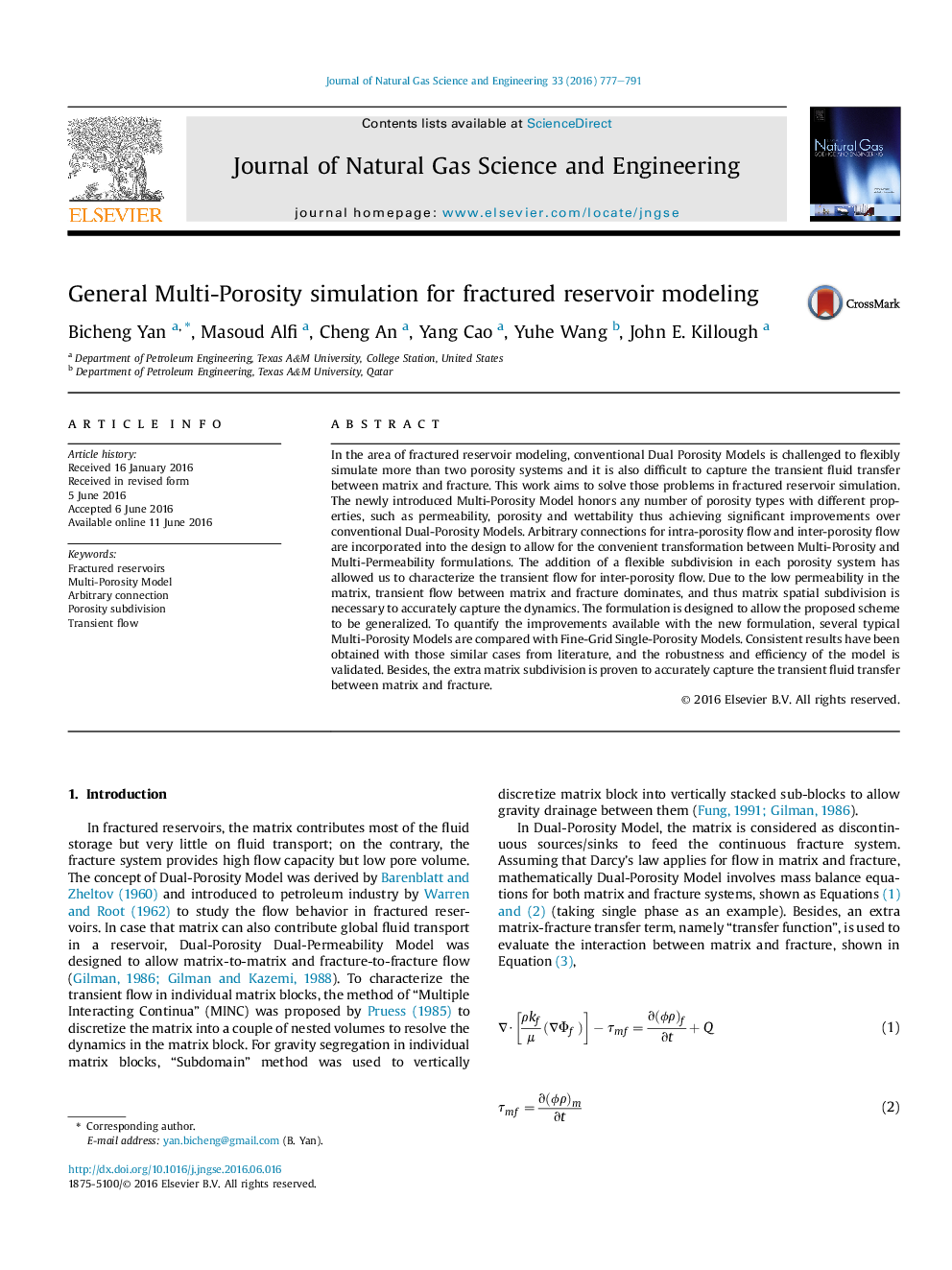 General Multi-Porosity simulation for fractured reservoir modeling