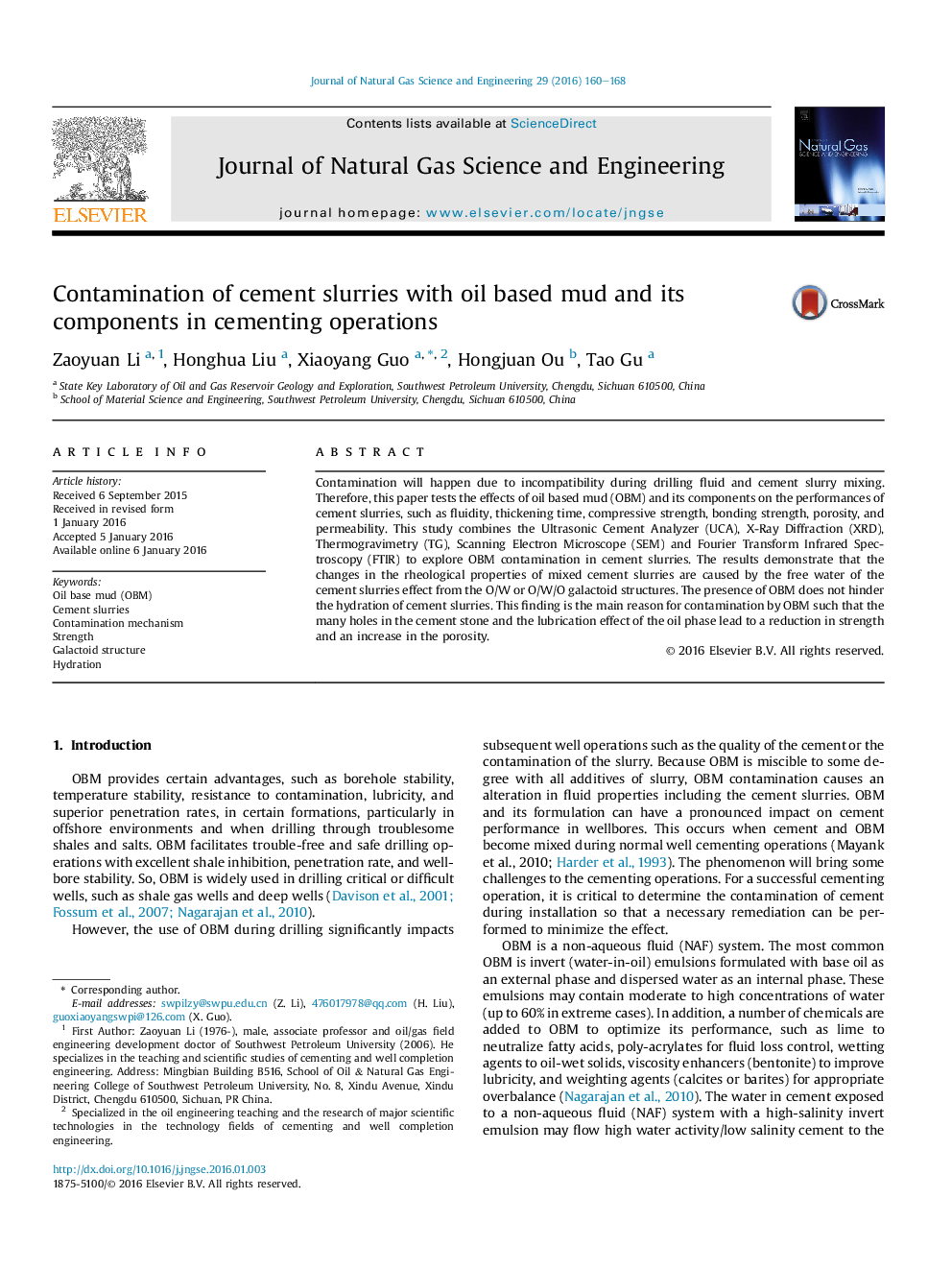 Contamination of cement slurries with oil based mud and its components in cementing operations