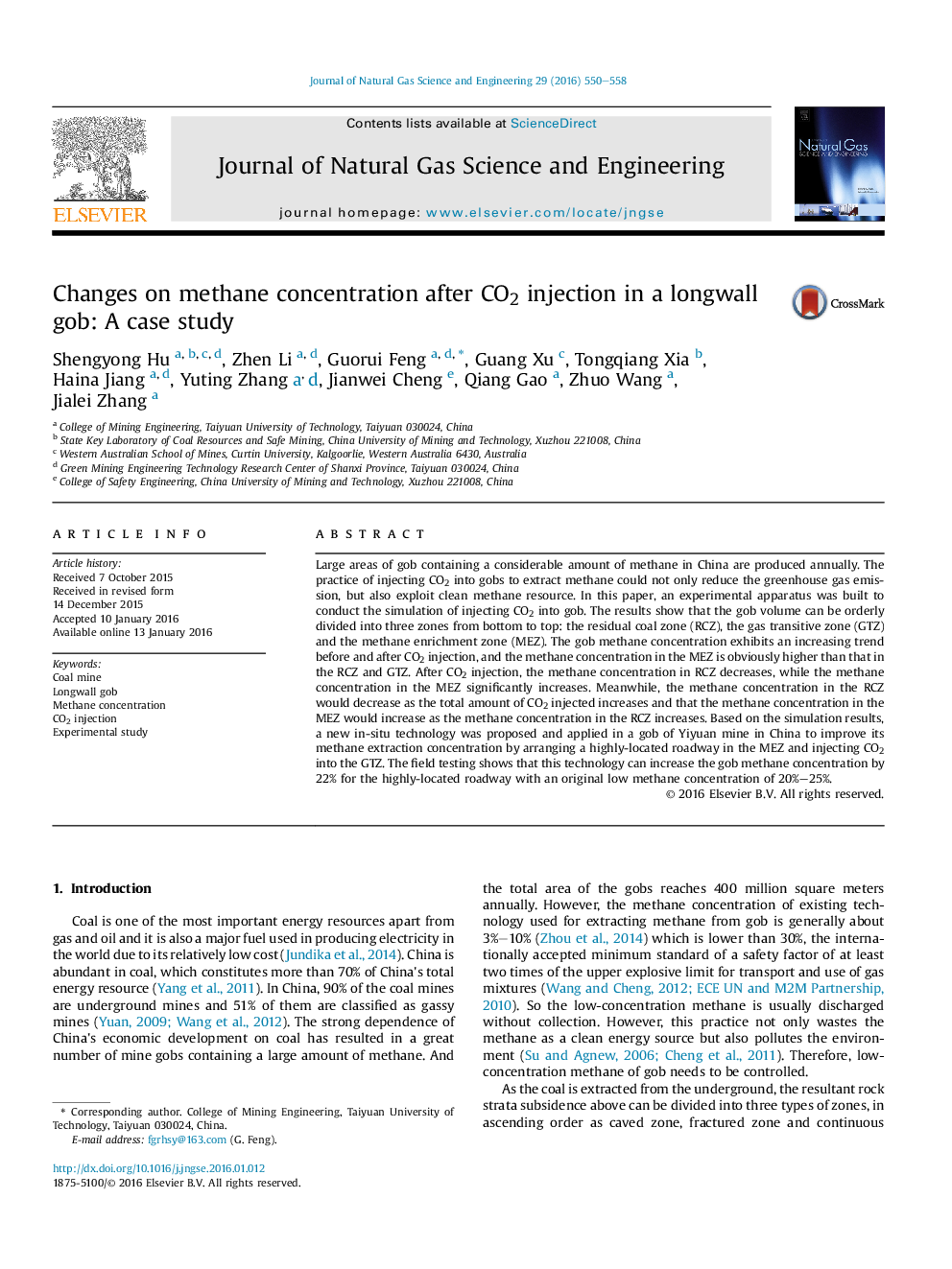 Changes on methane concentration after CO2 injection in a longwall gob: A case study