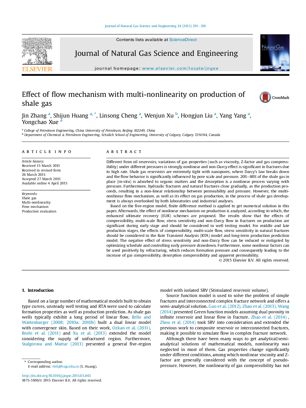 Effect of flow mechanism with multi-nonlinearity on production of shale gas