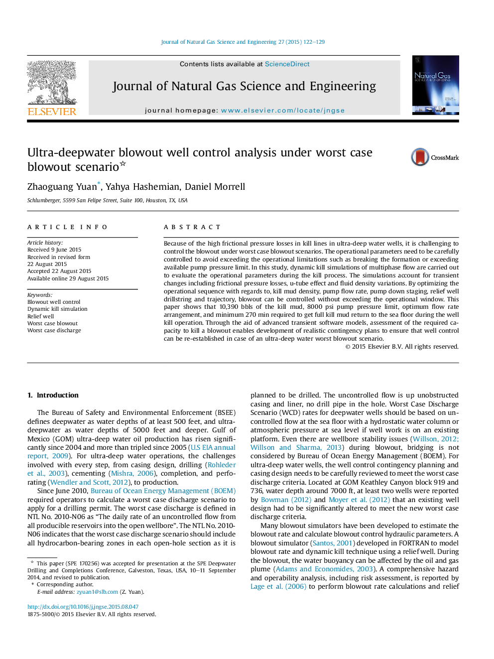 Ultra-deepwater blowout well control analysis under worst case blowout scenario 