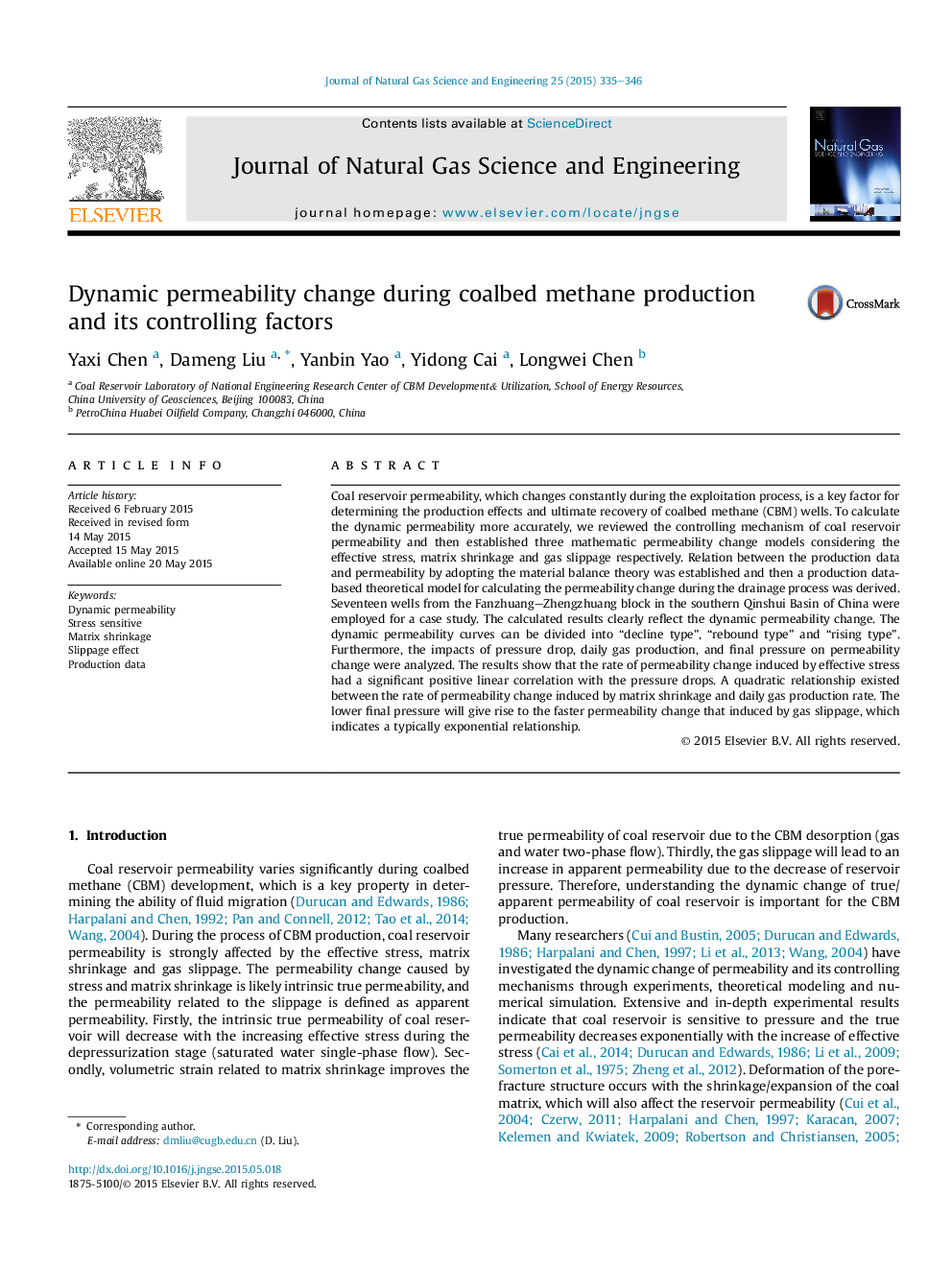 Dynamic permeability change during coalbed methane production and its controlling factors