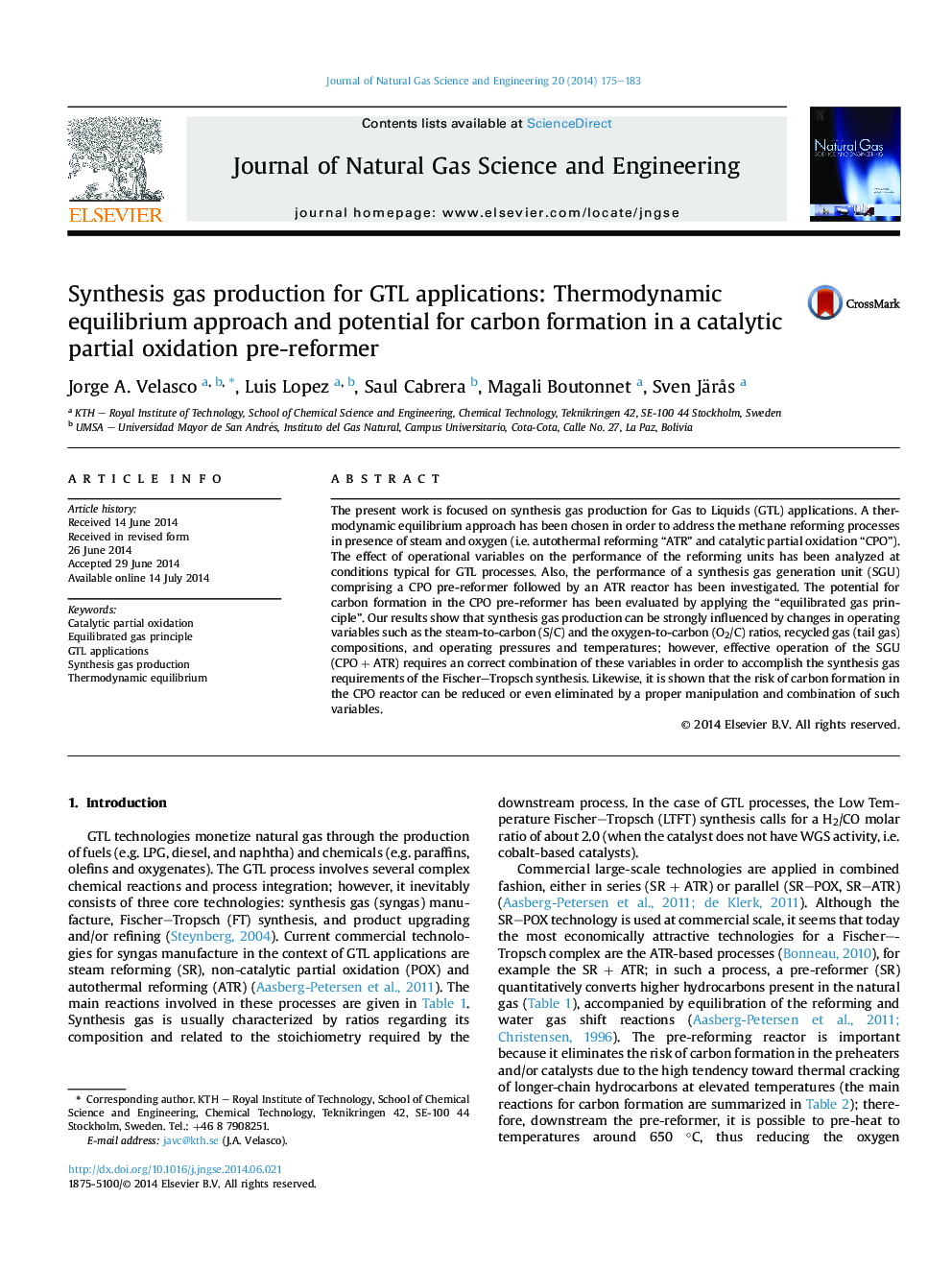 Synthesis gas production for GTL applications: Thermodynamic equilibrium approach and potential for carbon formation in a catalytic partial oxidation pre-reformer