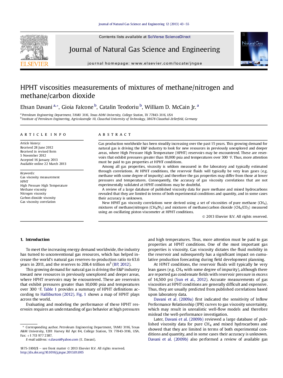 HPHT viscosities measurements of mixtures of methane/nitrogen and methane/carbon dioxide