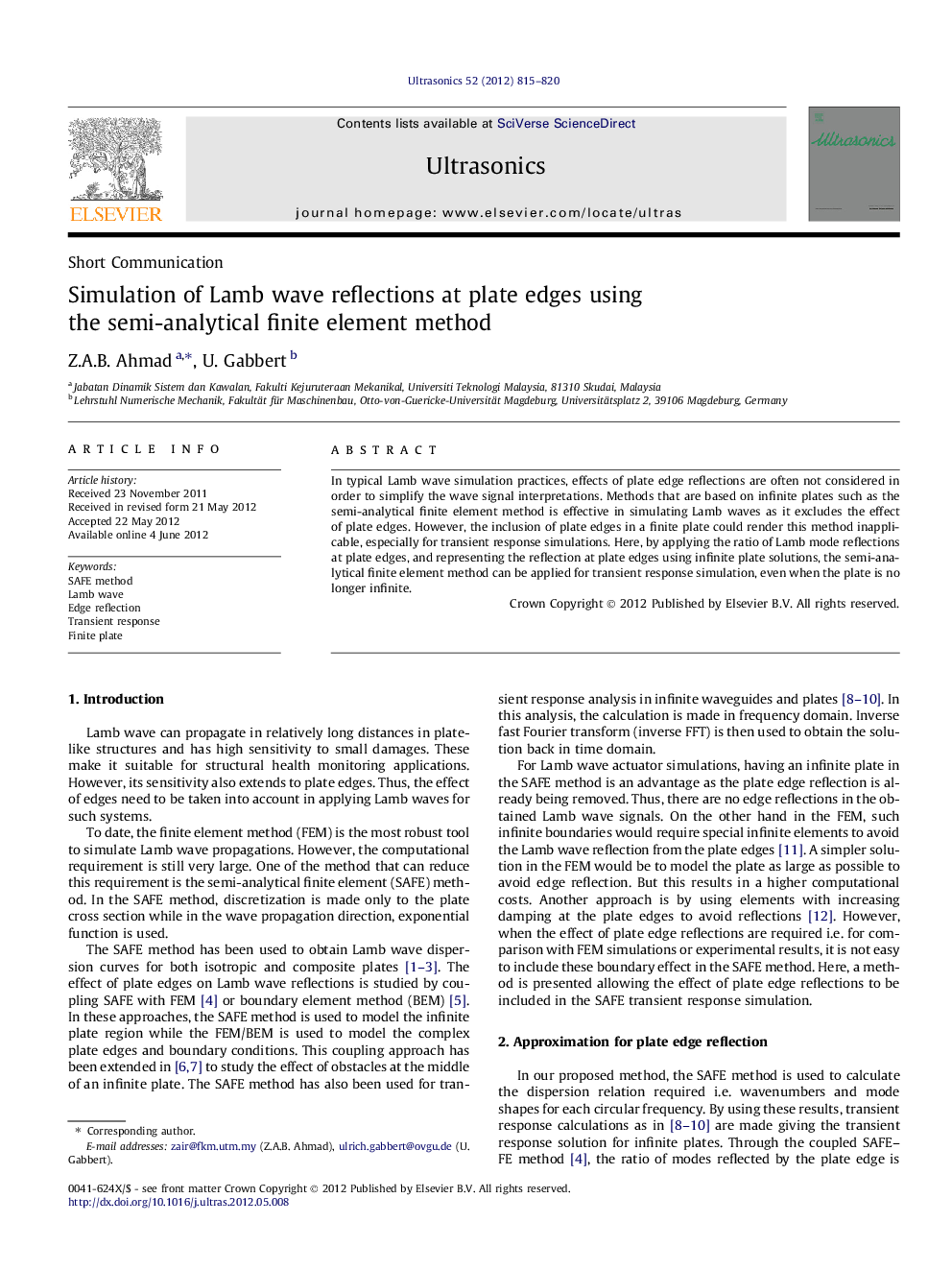 Simulation of Lamb wave reflections at plate edges using the semi-analytical finite element method