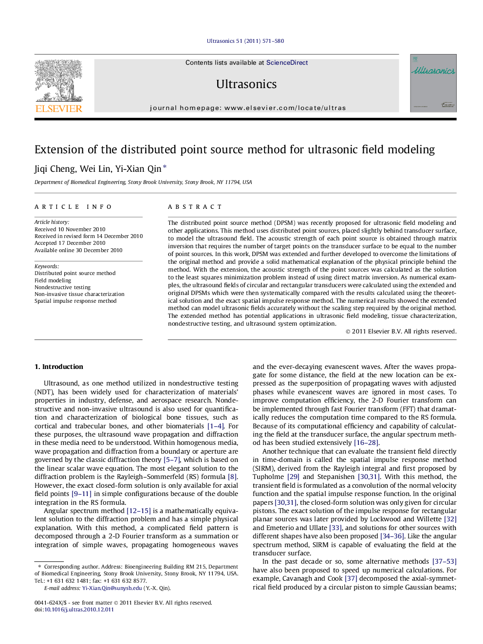 Extension of the distributed point source method for ultrasonic field modeling