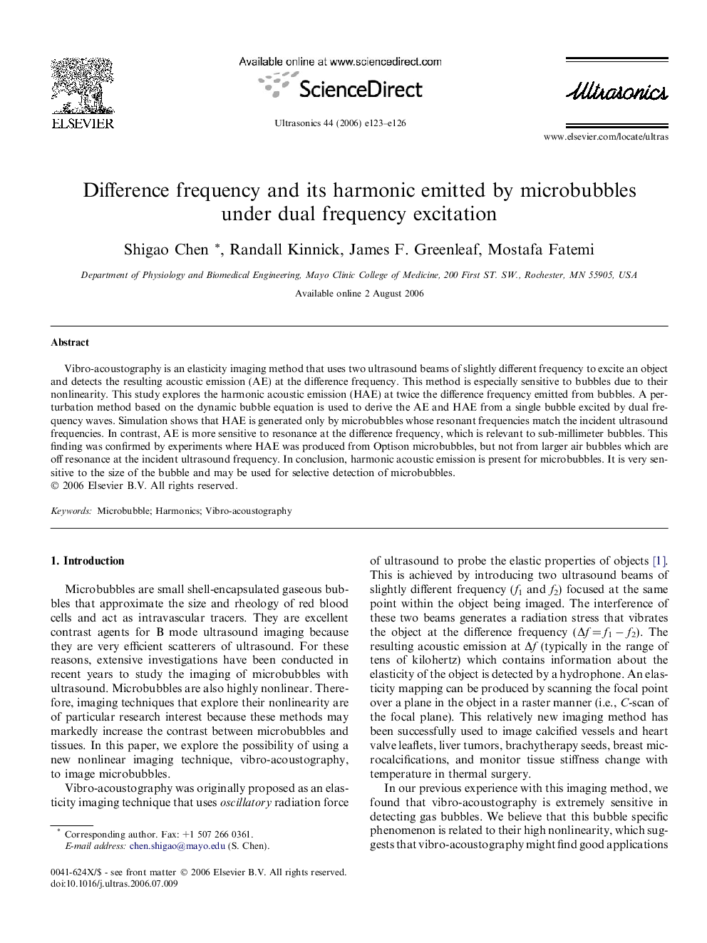 Difference frequency and its harmonic emitted by microbubbles under dual frequency excitation