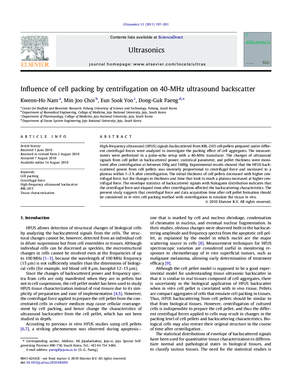 Influence of cell packing by centrifugation on 40-MHz ultrasound backscatter