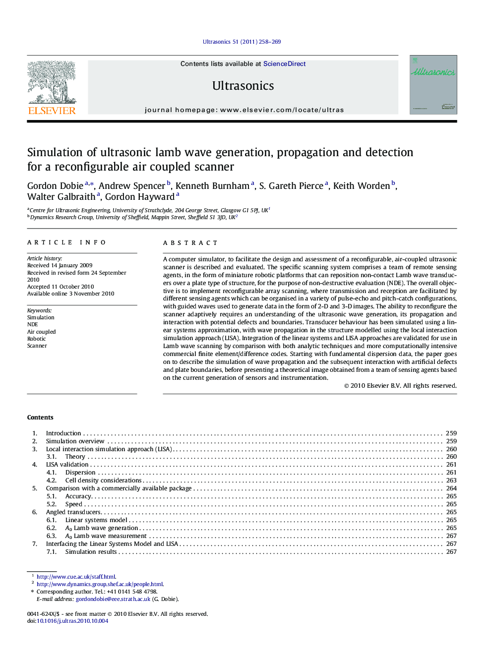 Simulation of ultrasonic lamb wave generation, propagation and detection for a reconfigurable air coupled scanner