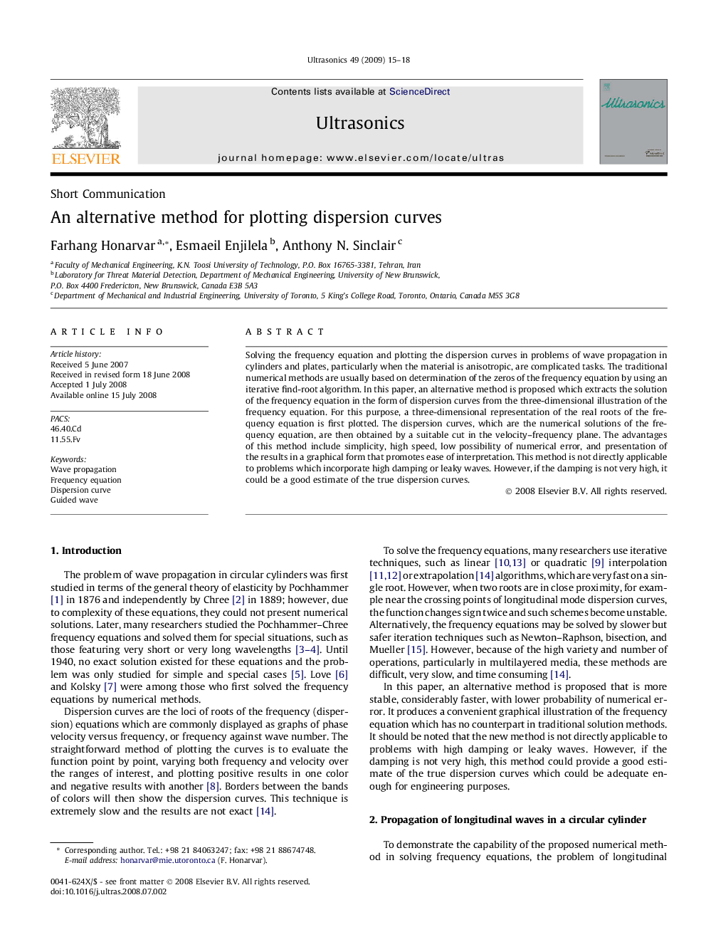 An alternative method for plotting dispersion curves