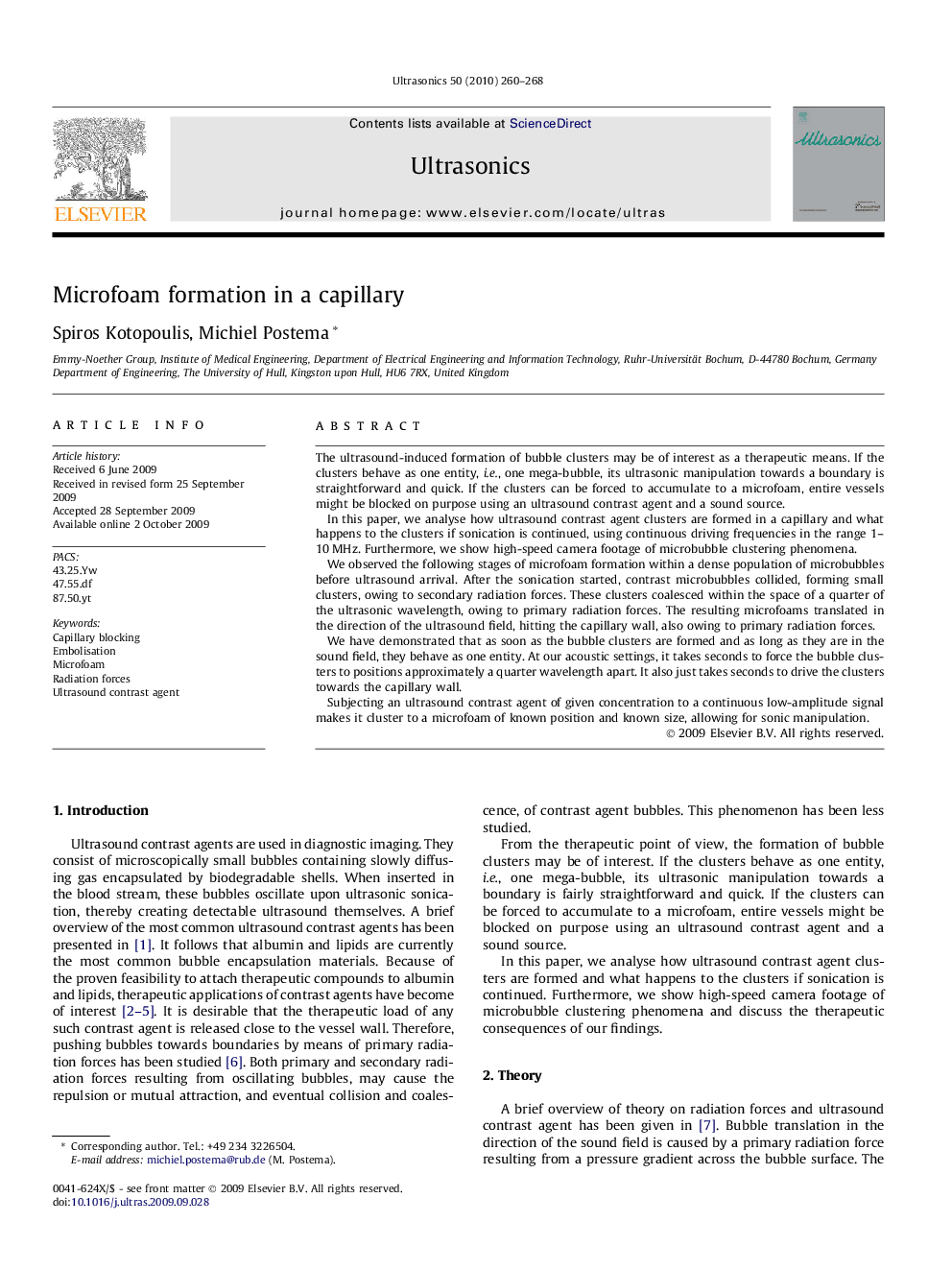 Microfoam formation in a capillary