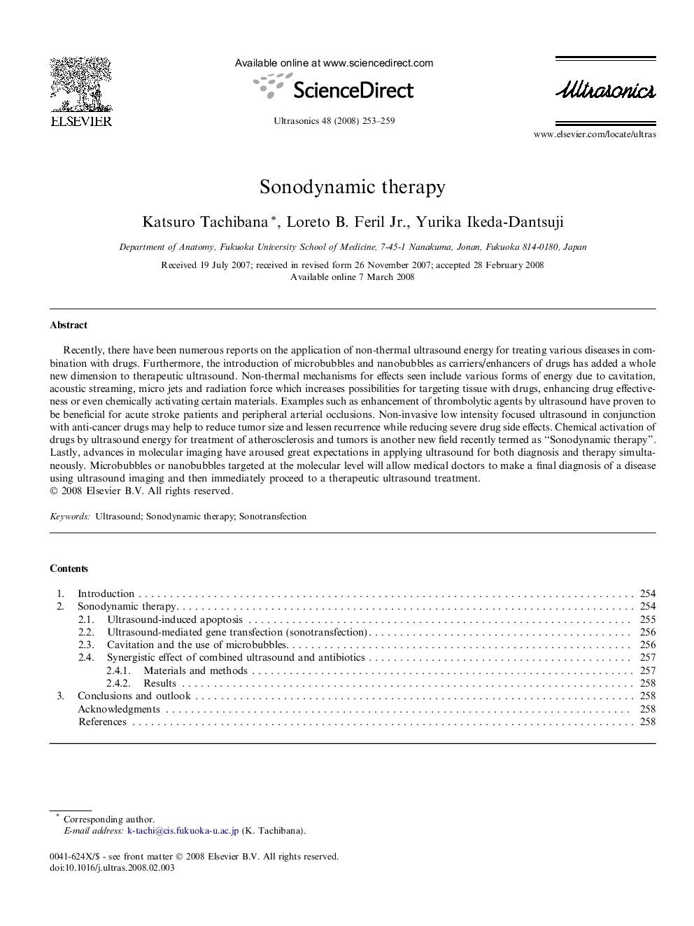 Sonodynamic therapy