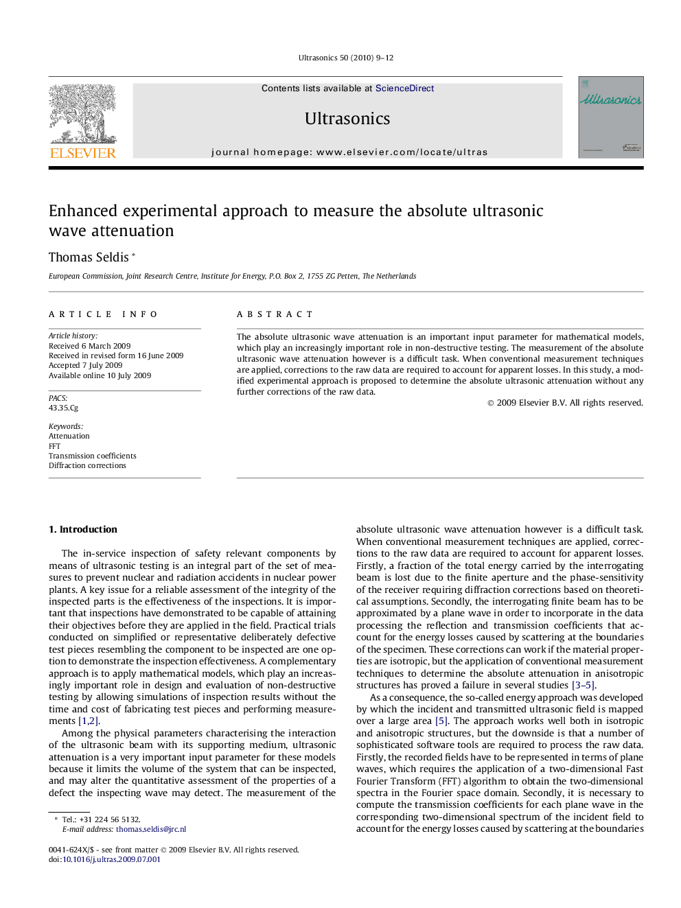 Enhanced experimental approach to measure the absolute ultrasonic wave attenuation