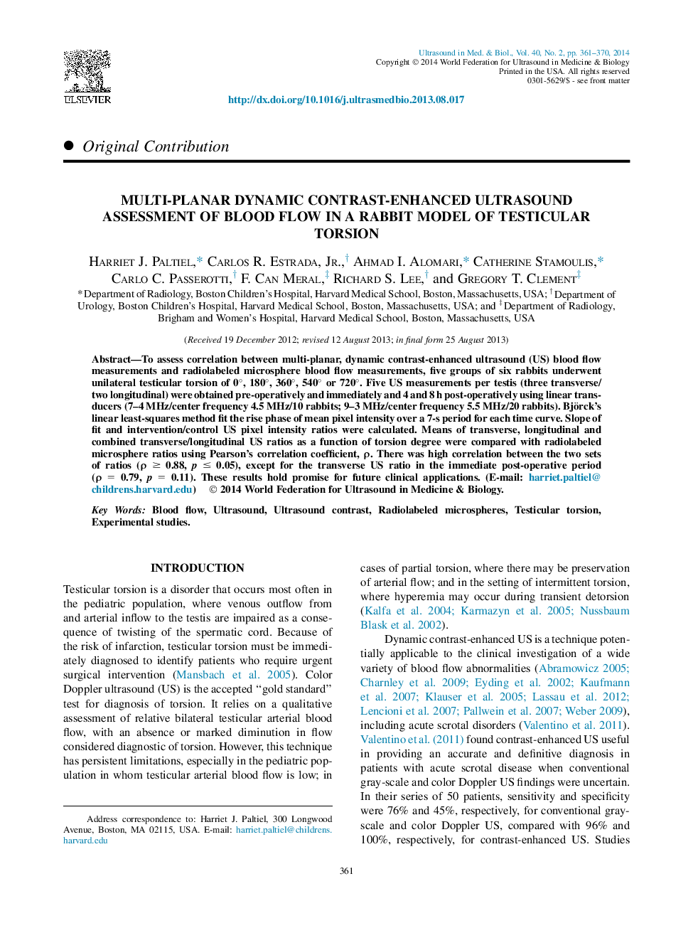 ارزیابی سونوگرافی پیشرفته کنتراست پویا چندبعدی جریان خون در یک مدل خرگوش پیچشی بافتی 