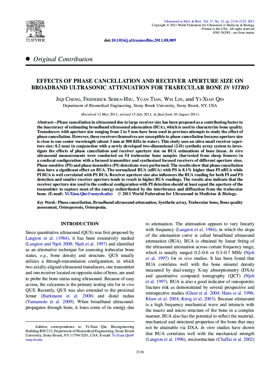 Effects of Phase Cancellation and Receiver Aperture Size on Broadband Ultrasonic Attenuation for Trabecular Bone InÂ Vitro