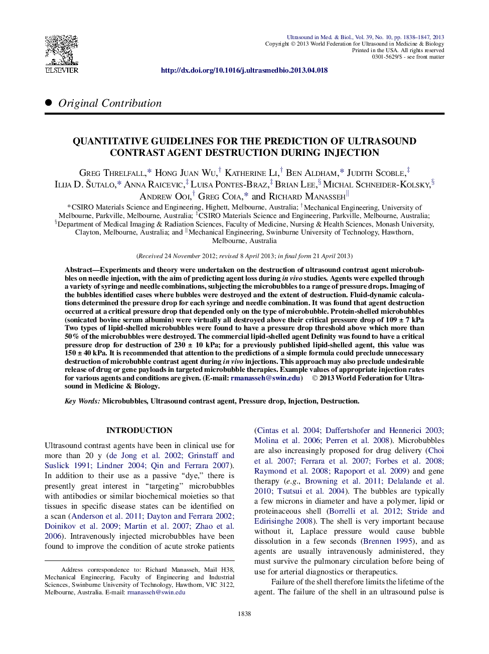 Quantitative Guidelines for the Prediction of Ultrasound Contrast Agent Destruction During Injection