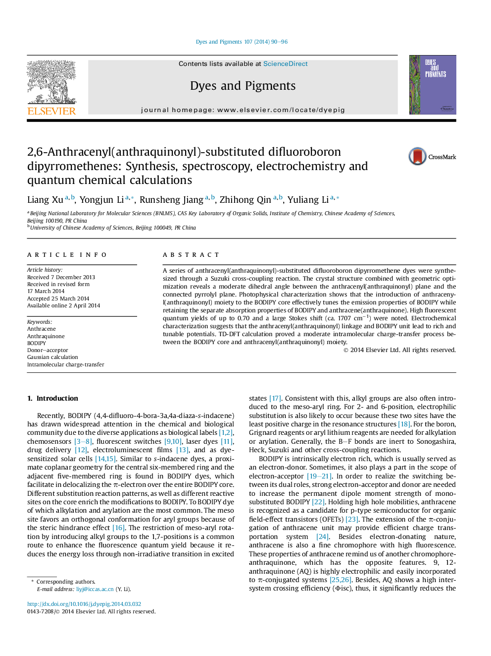 2,6-Anthracenyl(anthraquinonyl)-substituted difluoroboron dipyrromethenes: Synthesis, spectroscopy, electrochemistry and quantum chemical calculations