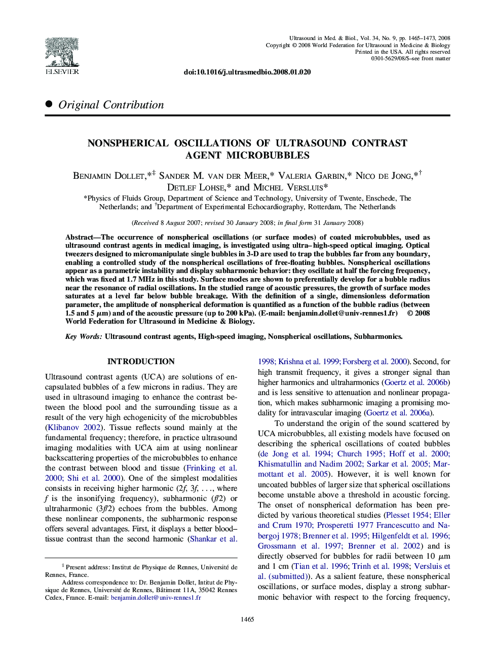 Nonspherical Oscillations of Ultrasound Contrast Agent Microbubbles