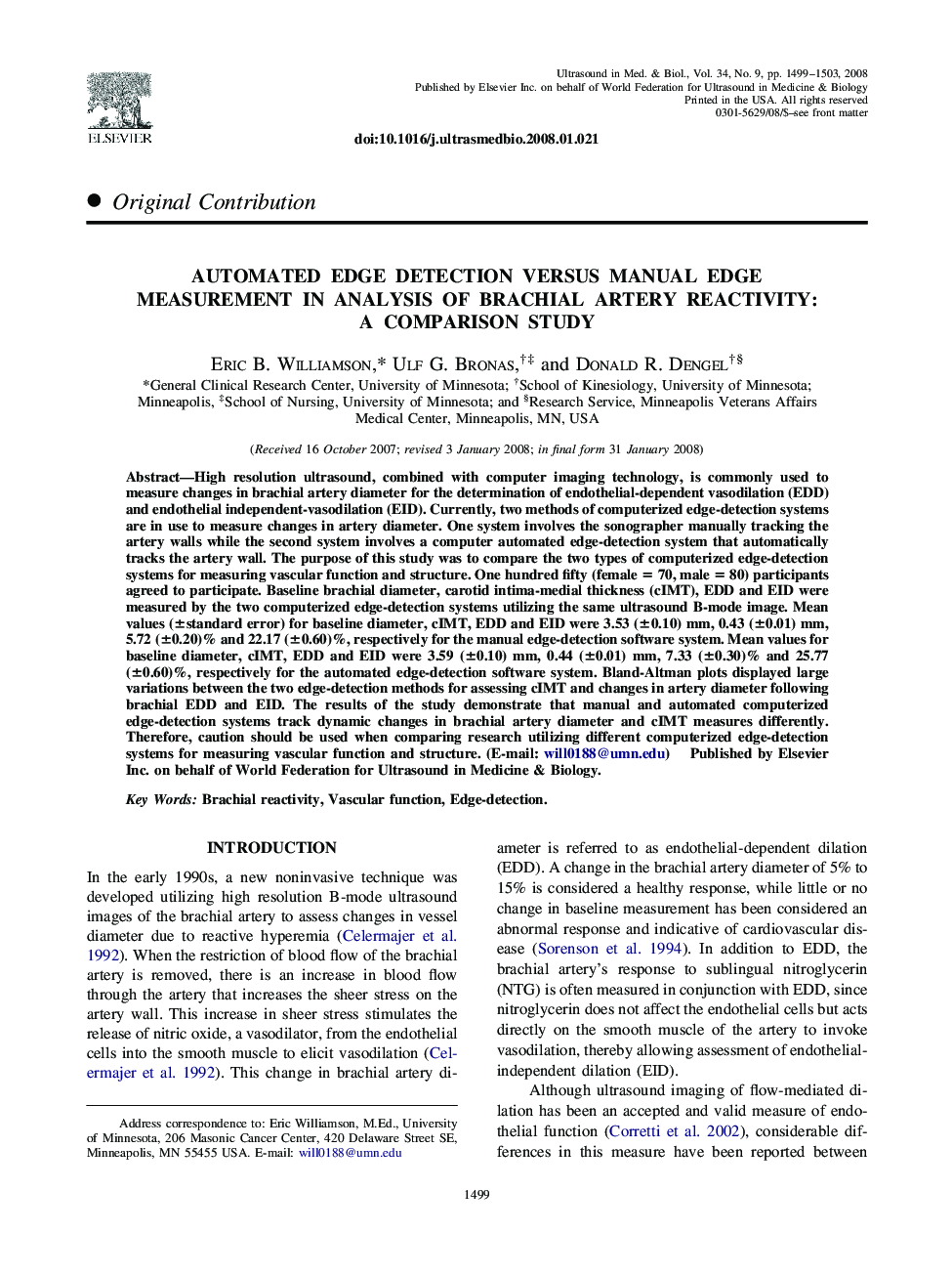 Automated Edge Detection Versus Manual Edge Measurement in Analysis of Brachial Artery Reactivity: A Comparison Study