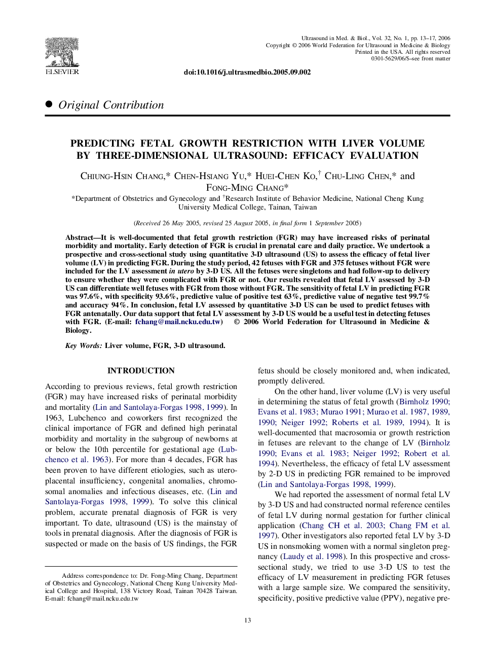 Predicting fetal growth restriction with liver volume by three-dimensional ultrasound: Efficacy evaluation