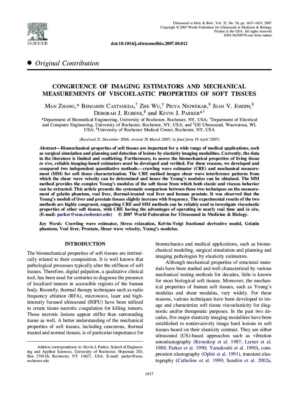 Congruence of Imaging Estimators and Mechanical Measurements of Viscoelastic Properties of Soft Tissues