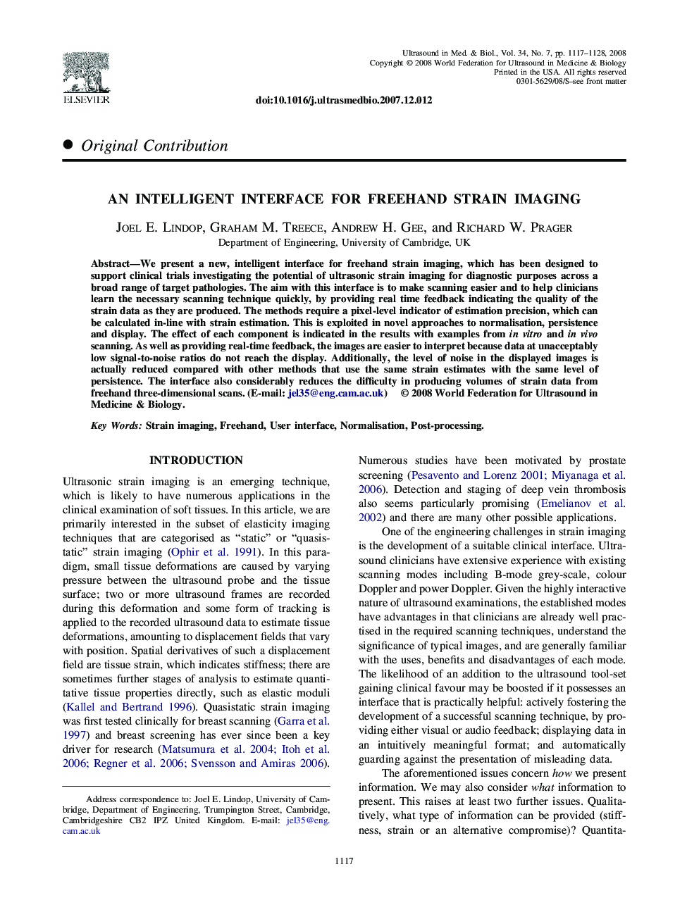 An Intelligent Interface for Freehand Strain Imaging