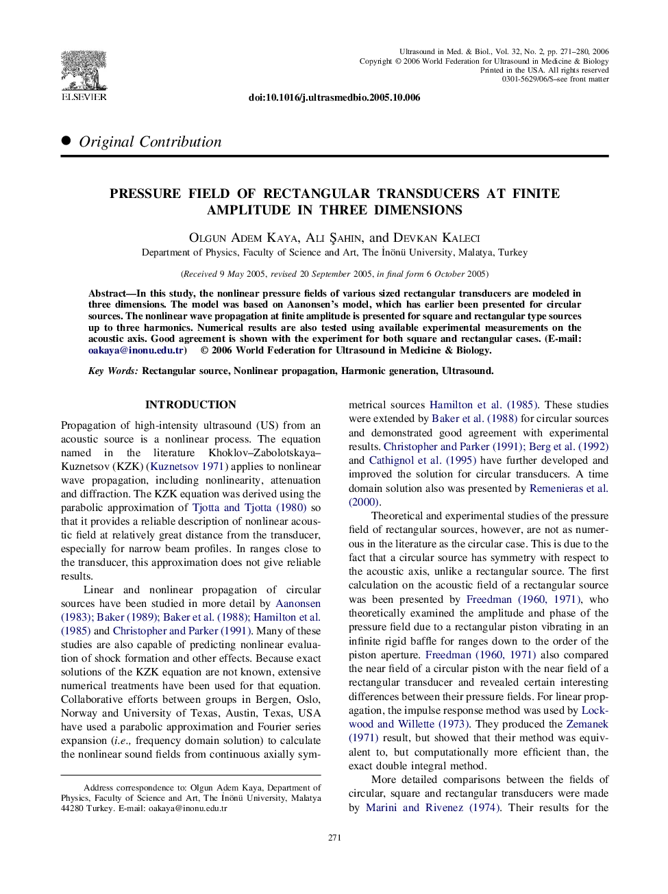 Pressure field of rectangular transducers at finite amplitude in three dimensions