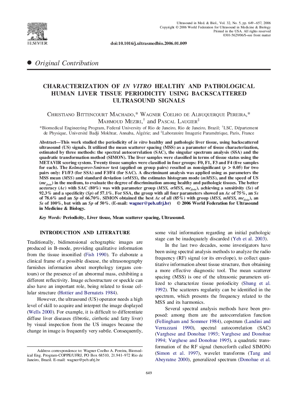 Characterization of in vitro healthy and pathological human liver tissue periodicity using backscattered ultrasound signals