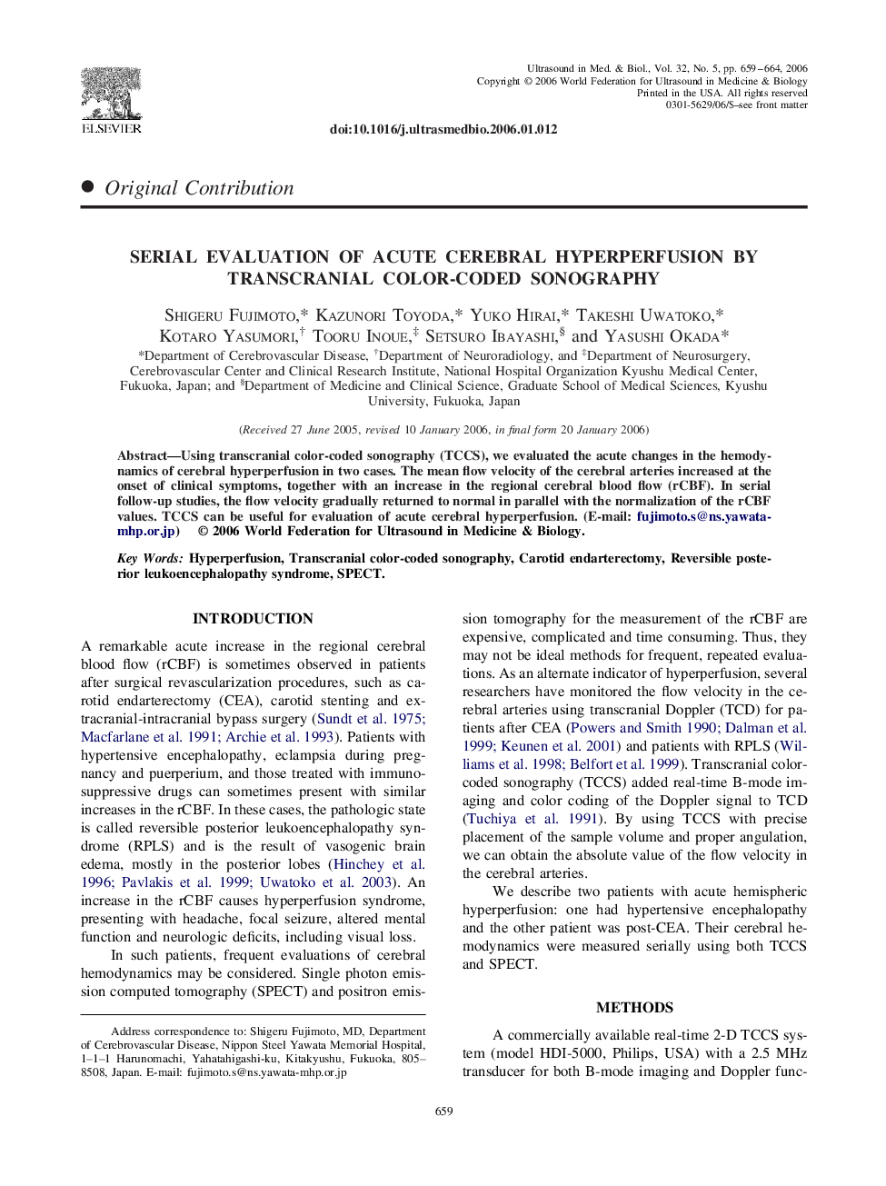 Serial evaluation of acute cerebral hyperperfusion by transcranial color-coded sonography