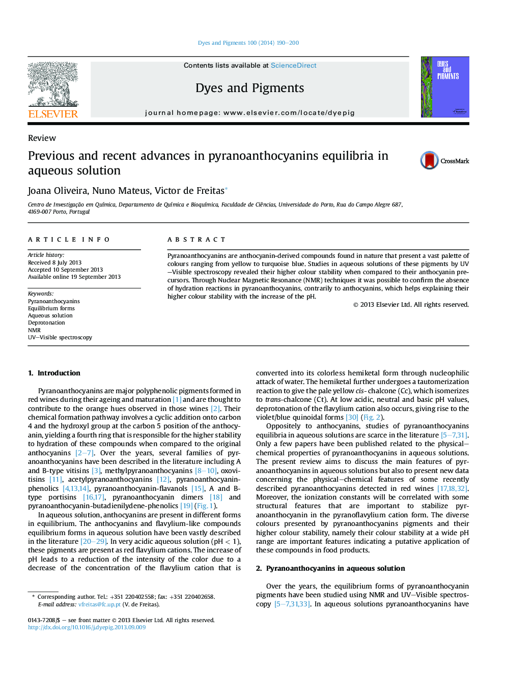 Previous and recent advances in pyranoanthocyanins equilibria in aqueous solution