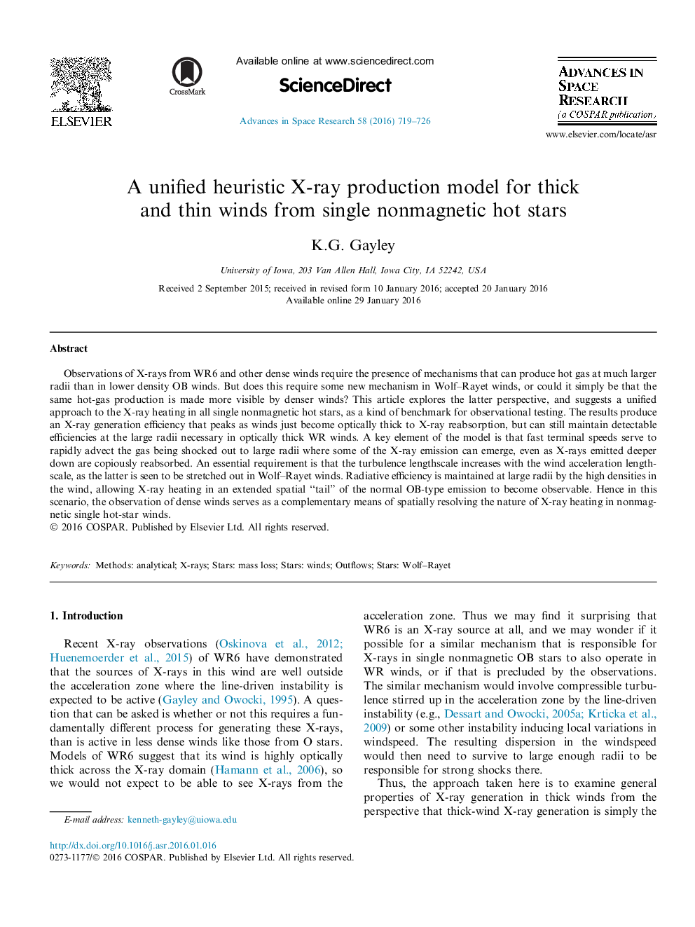 مدل تولیدشده یکپارچه اکتشافی اشعه ایکس برای بادهای ضخیم و نازک از ستارگان داغ غیر مغناطیسی تنها