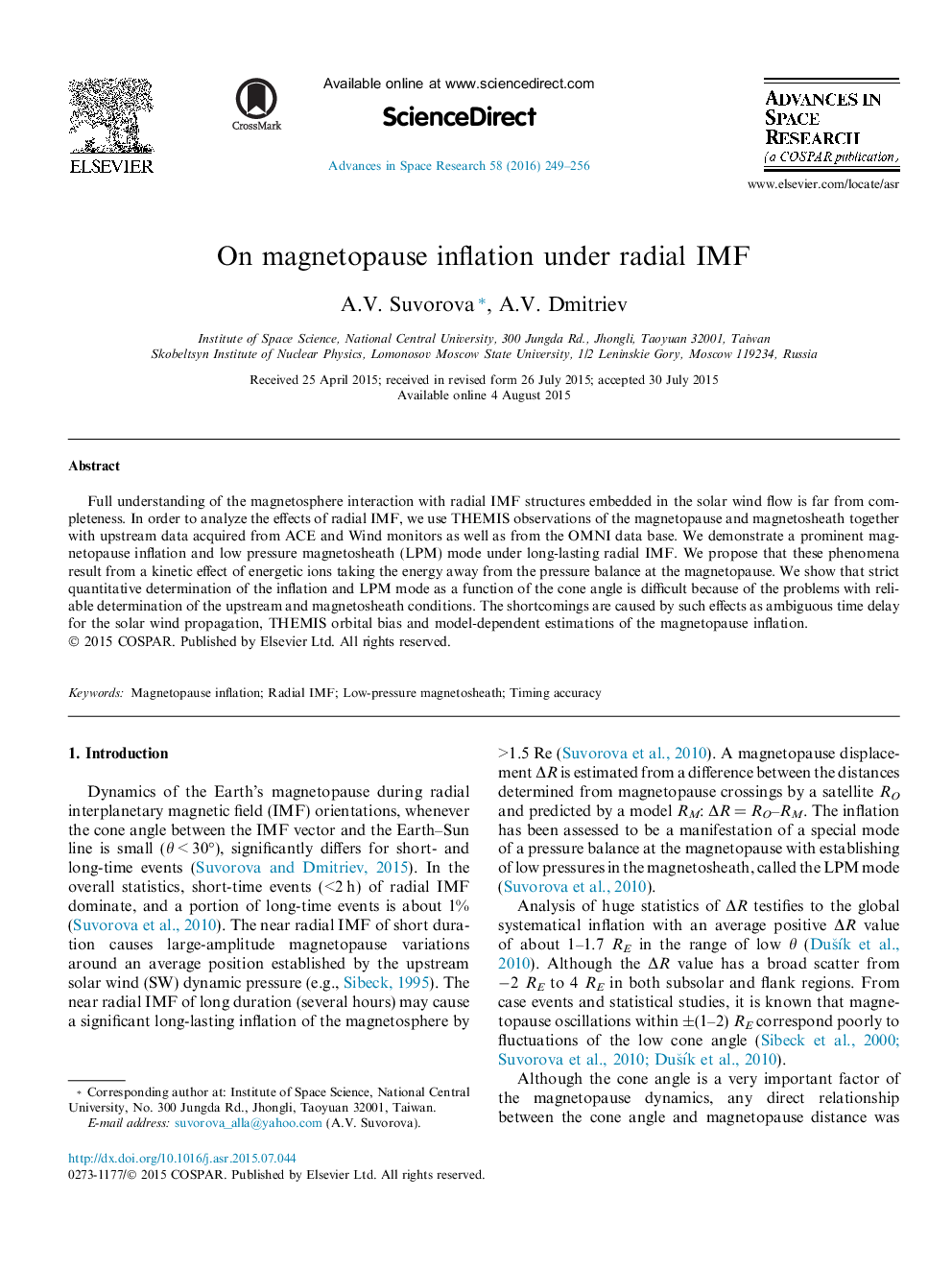 On magnetopause inflation under radial IMF