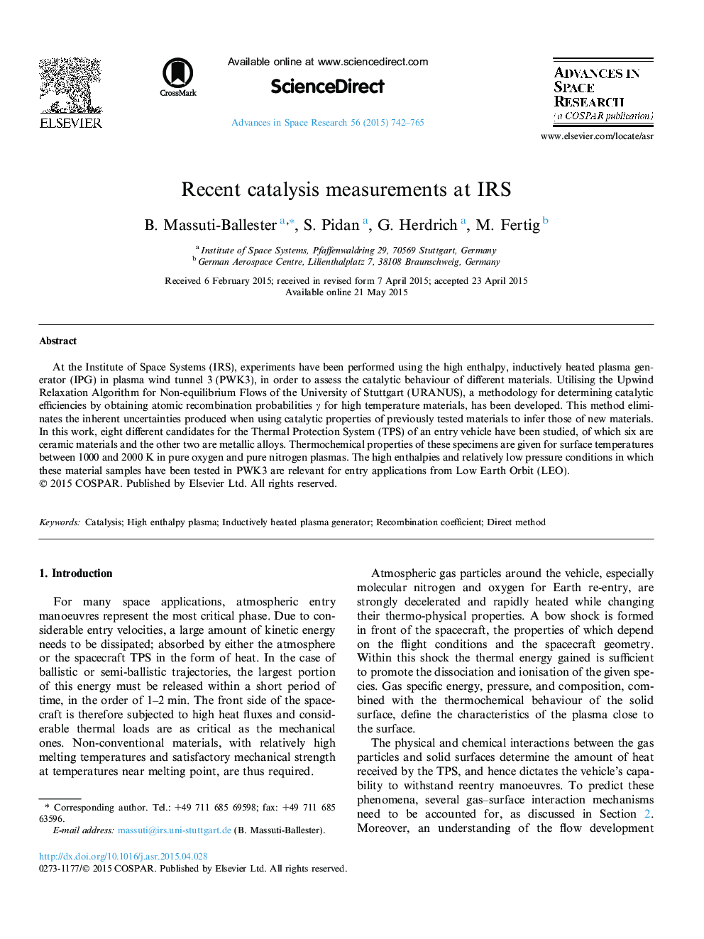 Recent catalysis measurements at IRS