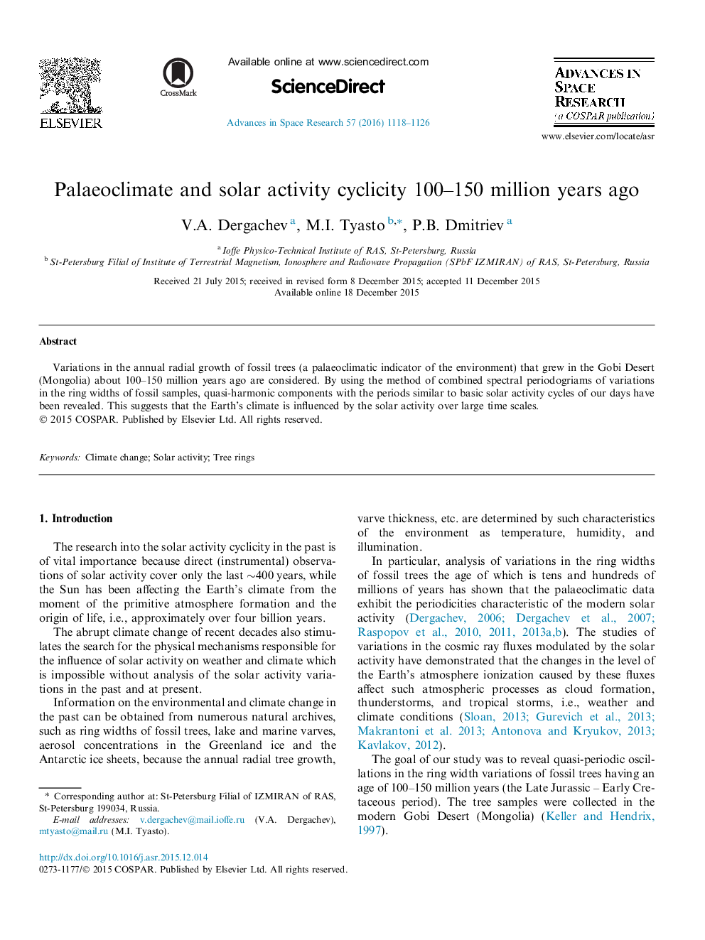 Palaeoclimate and solar activity cyclicity 100–150 million years ago