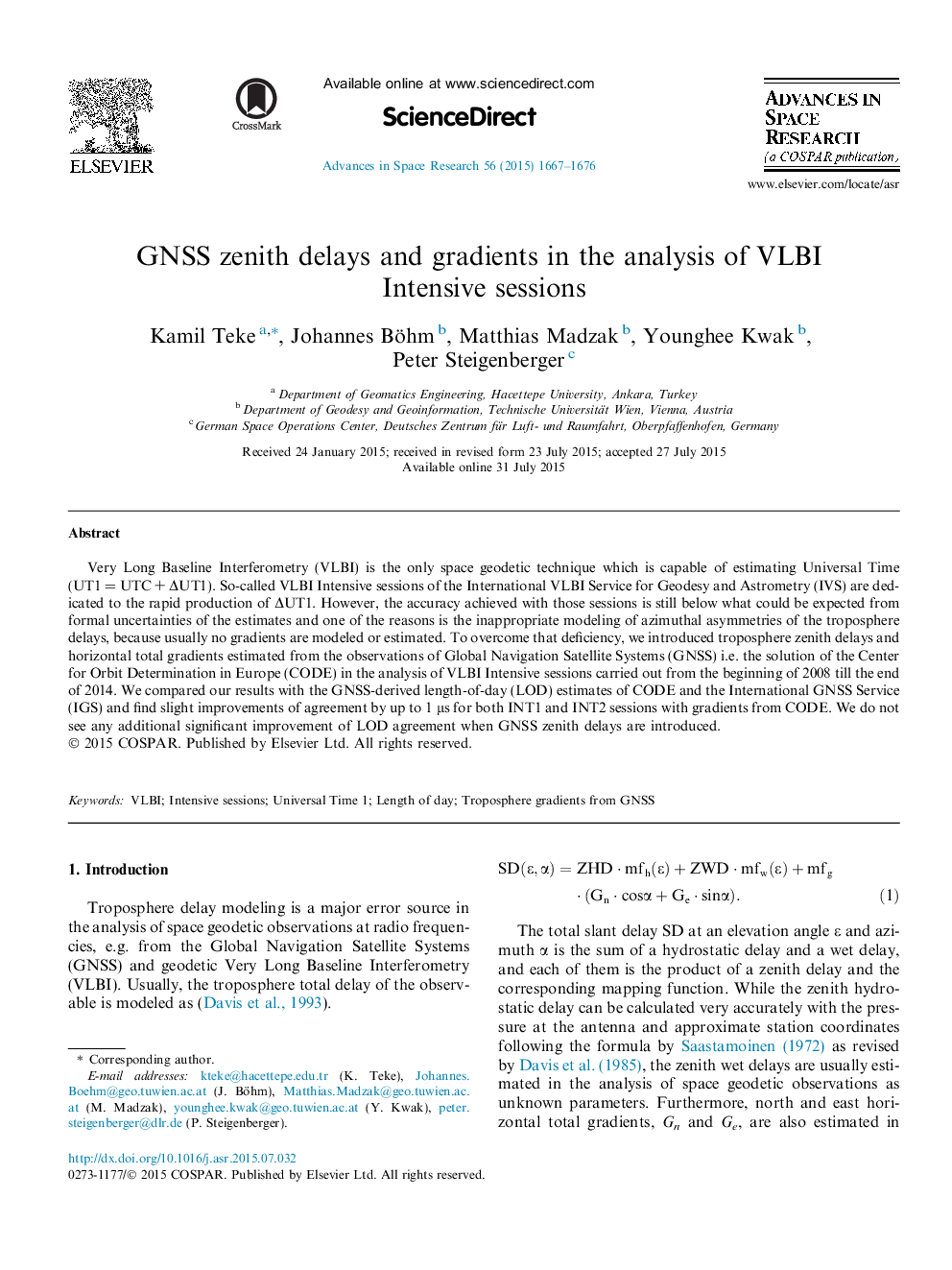 GNSS zenith delays and gradients in the analysis of VLBI Intensive sessions