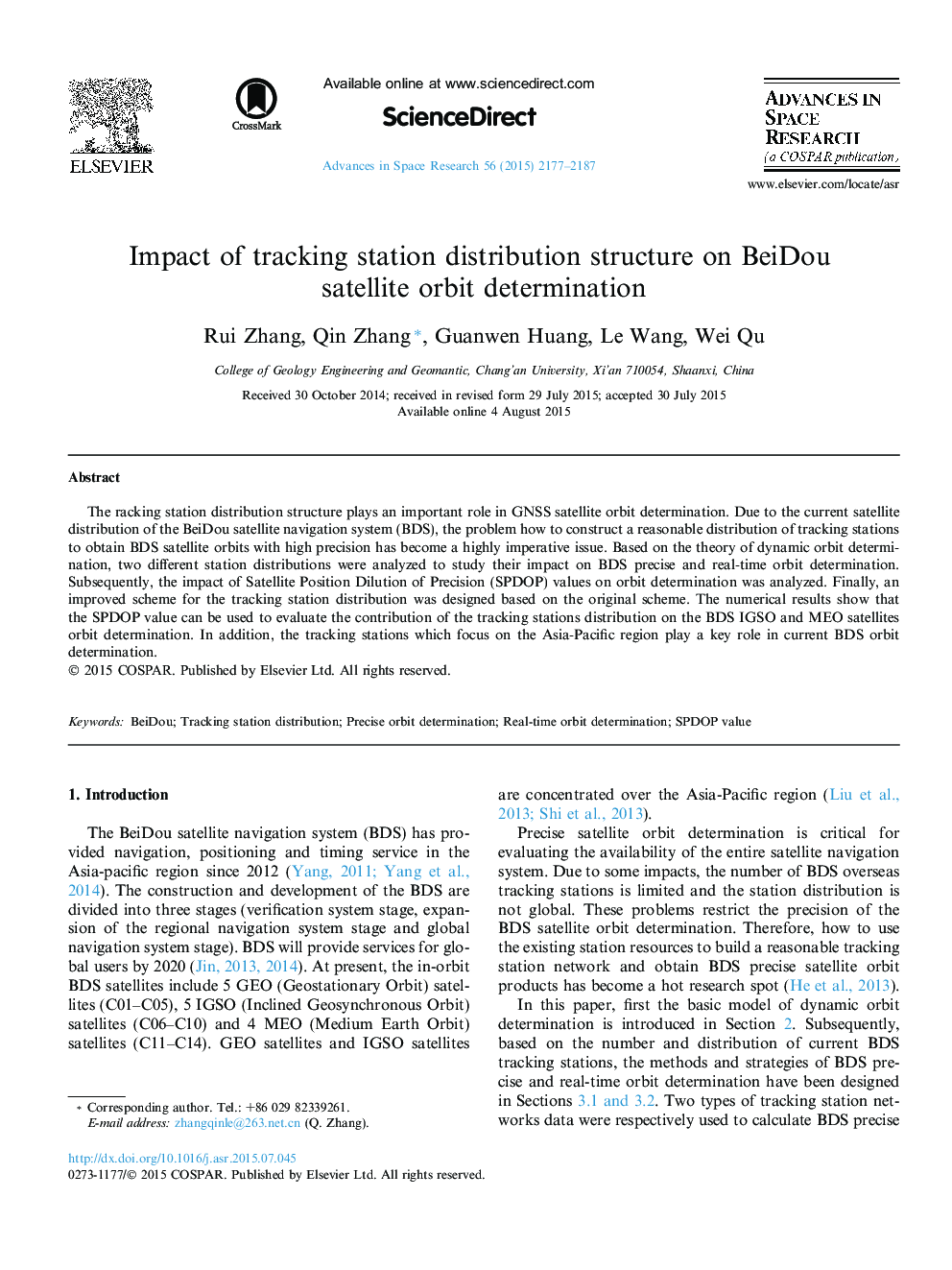 Impact of tracking station distribution structure on BeiDou satellite orbit determination