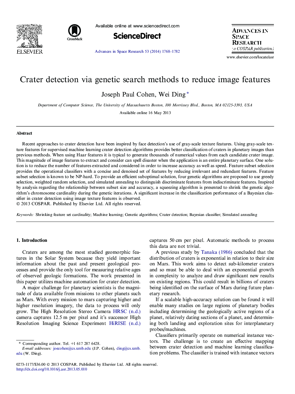 تشخیص چرخه از طریق روش جستجوی ژنتیکی برای کاهش ویژگی های تصویر 