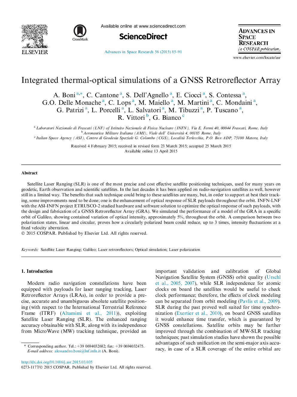 Integrated thermal-optical simulations of a GNSS Retroreflector Array