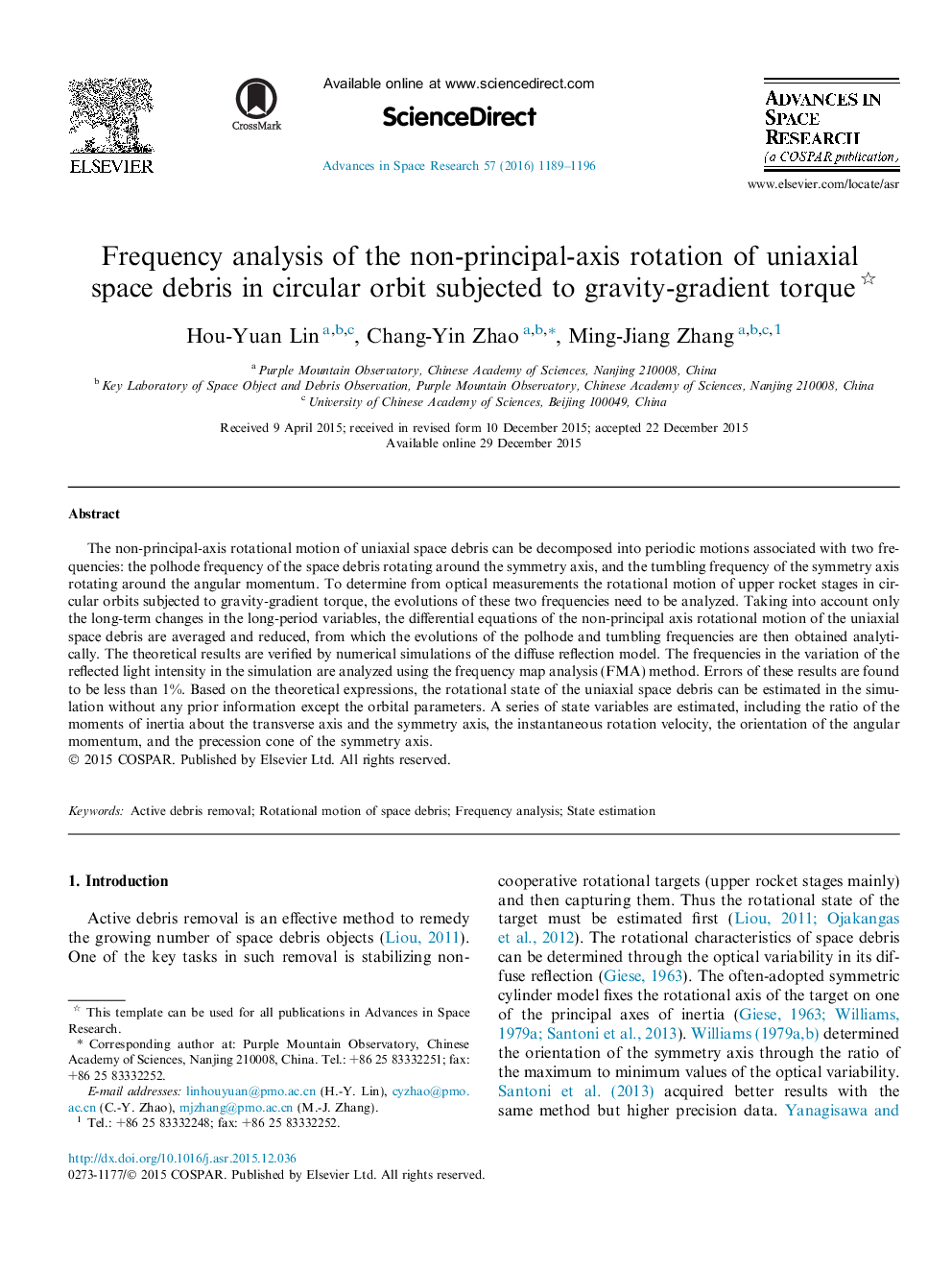 تجزیه و تحلیل فرکانس چرخش غیر اصلی محوری از تخلخل فضایی دو طرفه در مدار دایره ای تحت فشار گشتاور gravity gravity ☆